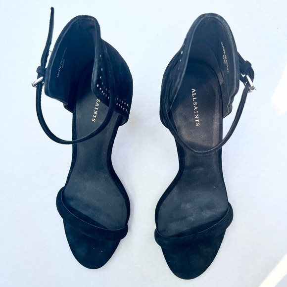 All Saints Black Avia Studded Black Suede Heels size 38 - Picture 5 of 10
